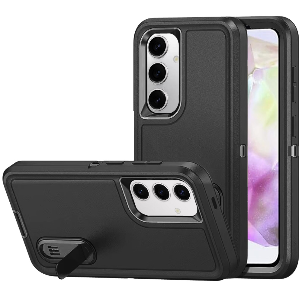 for samsung galaxy a36 / a56 peak 3in1 toughest hybrid with stand cover case black/black