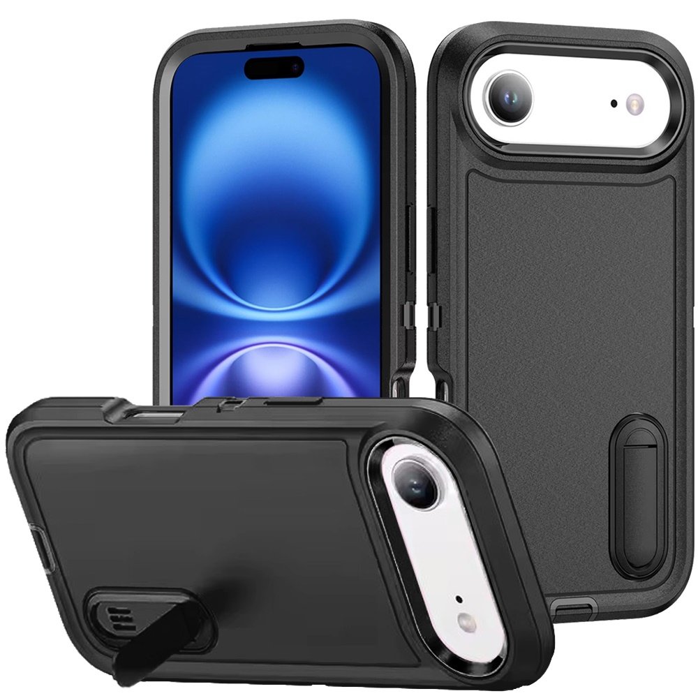 for iphone 17 air peak 3in1 toughest hybrid with stand cover case black/black