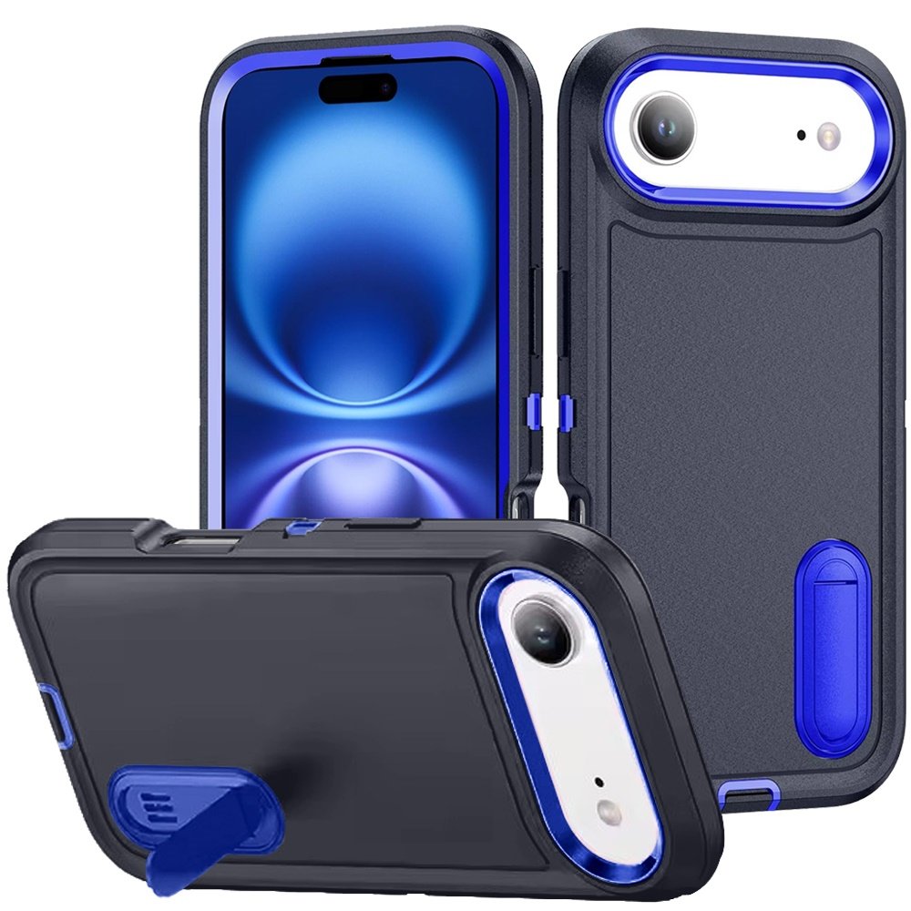 for iphone 17 air peak 3in1 toughest hybrid with stand cover case black/blue