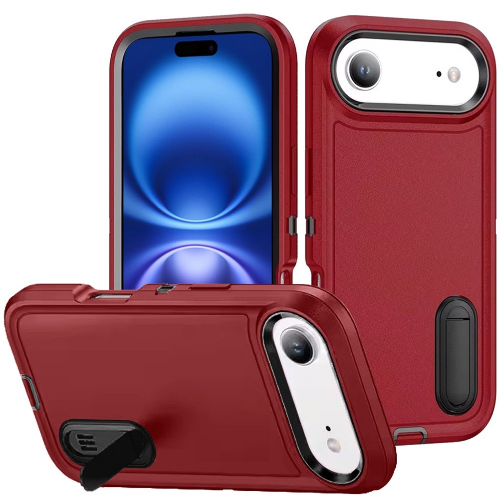for iphone 17 air peak 3in1 toughest hybrid with stand cover case black/red