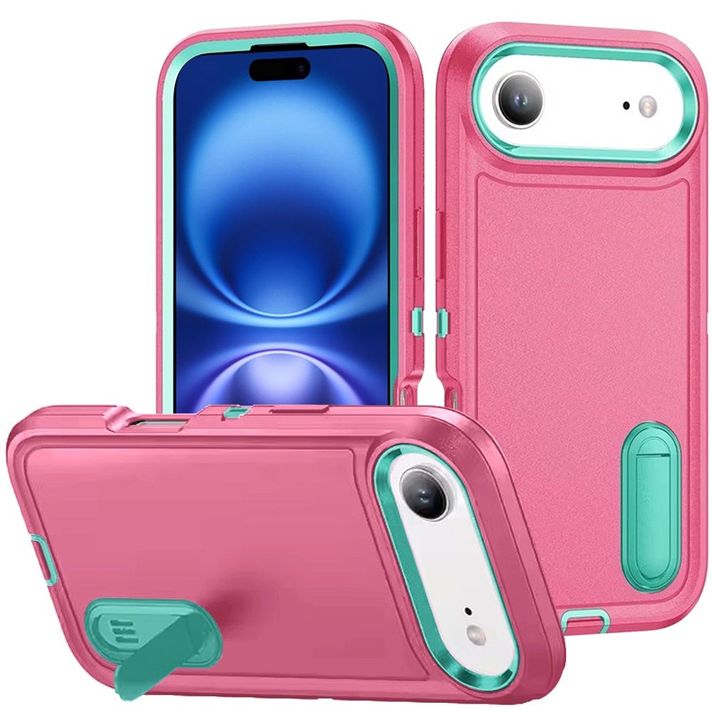 for iphone 17 air peak 3in1 toughest hybrid with stand cover case teal/hot pink
