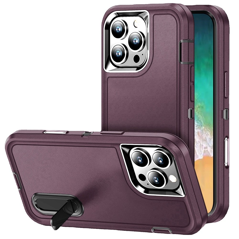 for iphone 16 pro max 6.9 inch peak 3in1 toughest hybrid with stand cover case burgundy/black