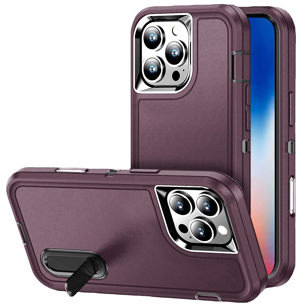 for iphone 16 pro 6.3 inch peak 3in1 toughest hybrid with stand cover case burgundy/black