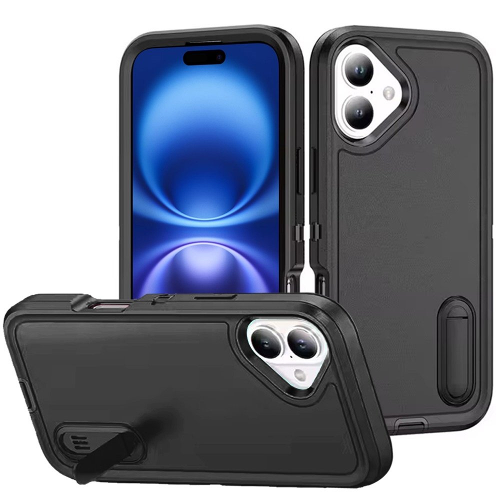 for iphone 17 peak 3in1 toughest hybrid with stand cover case black/black