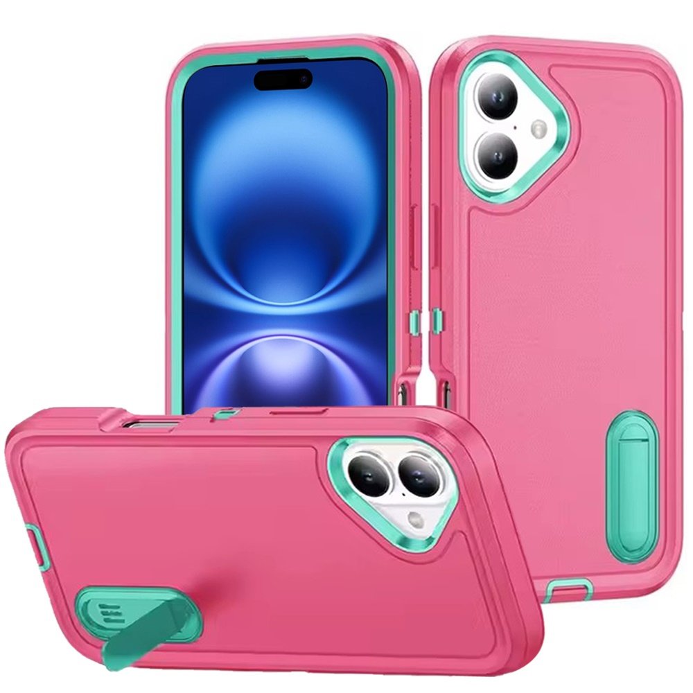for iphone 17 peak 3in1 toughest hybrid with stand cover case teal/hot pink