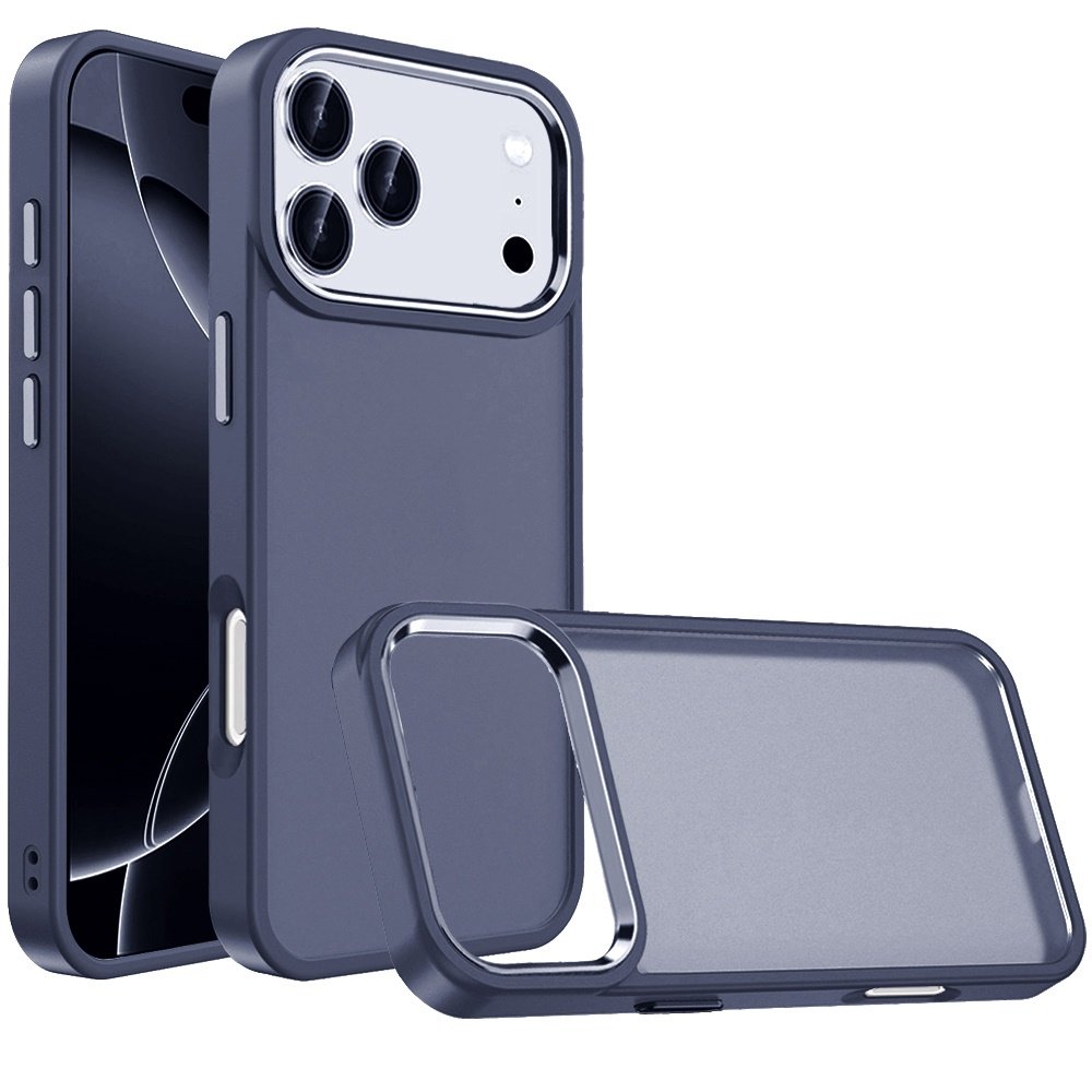 for iphone 17 pro polished oil thick acrylic metal button hybrid case cover dark blue