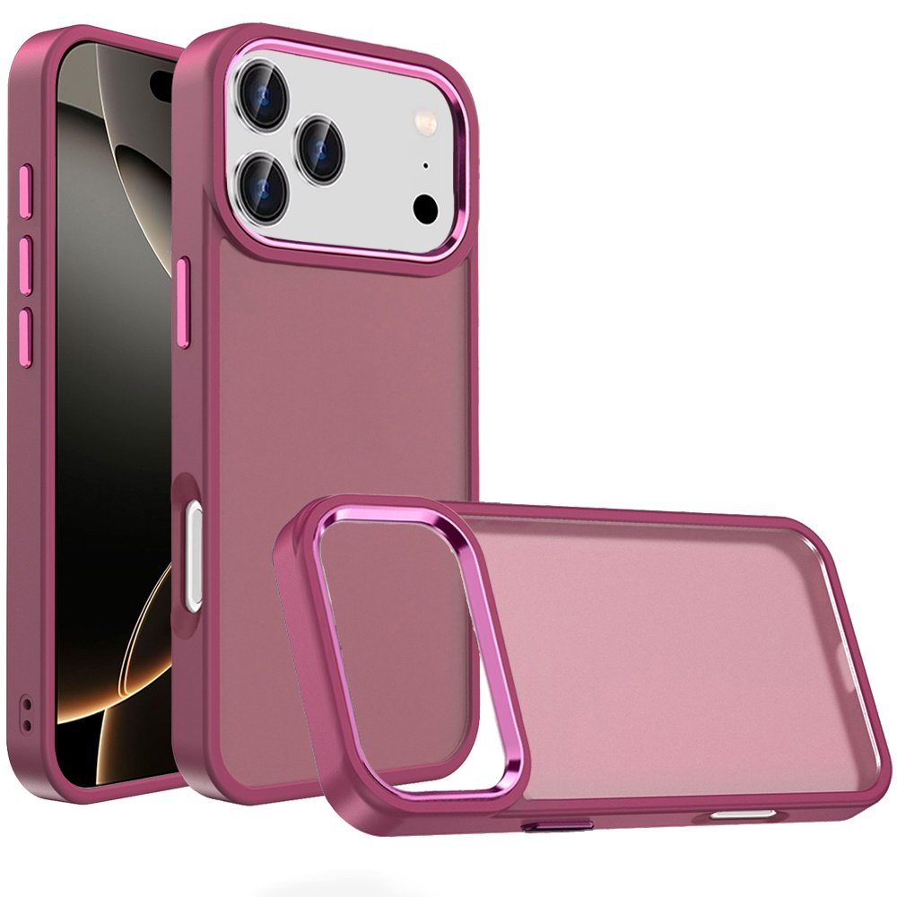 for iphone 17 pro polished oil thick acrylic metal button hybrid case cover burgundy