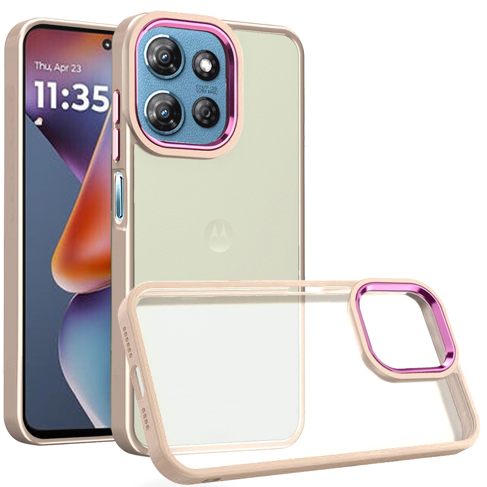 for moto g 5g 2025/2026 g play 2026 polished oil thick acrylic metal button hybrid case cover beige