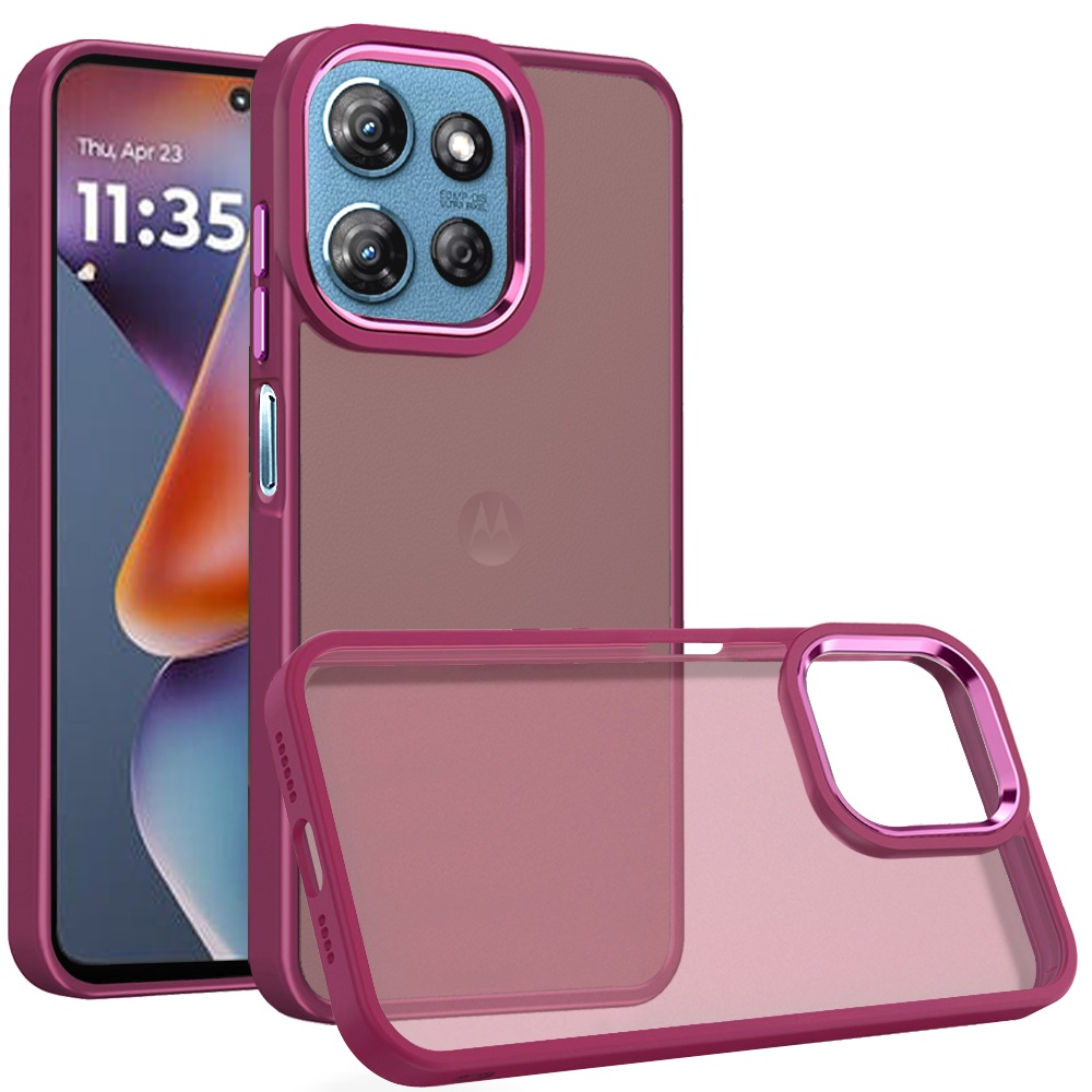 for moto g 5g 2025/2026 g play 2026 polished oil thick acrylic metal button hybrid case cover burgundy