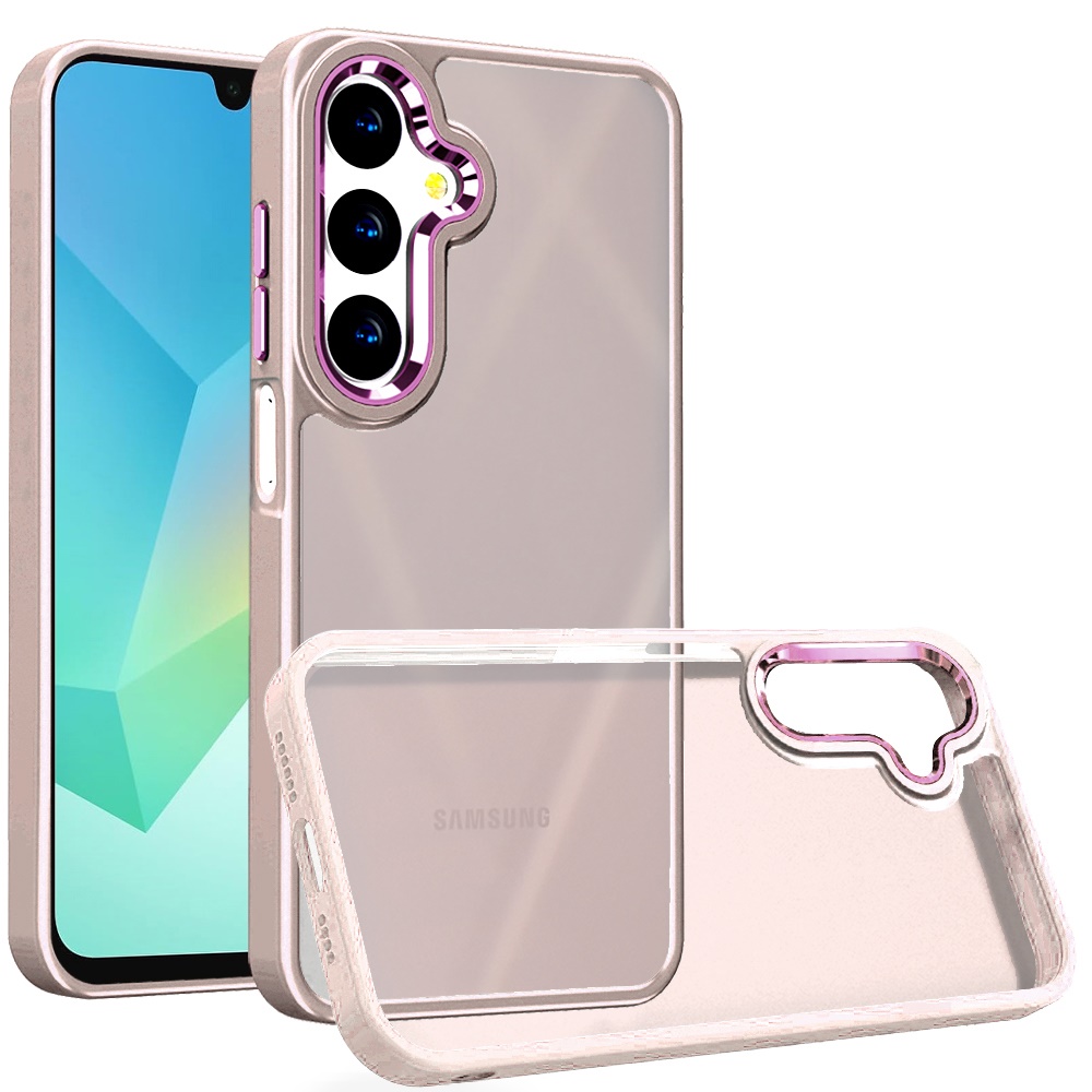 for samsung a16 5g polished oil thick acrylic metal button hybrid case cover beige