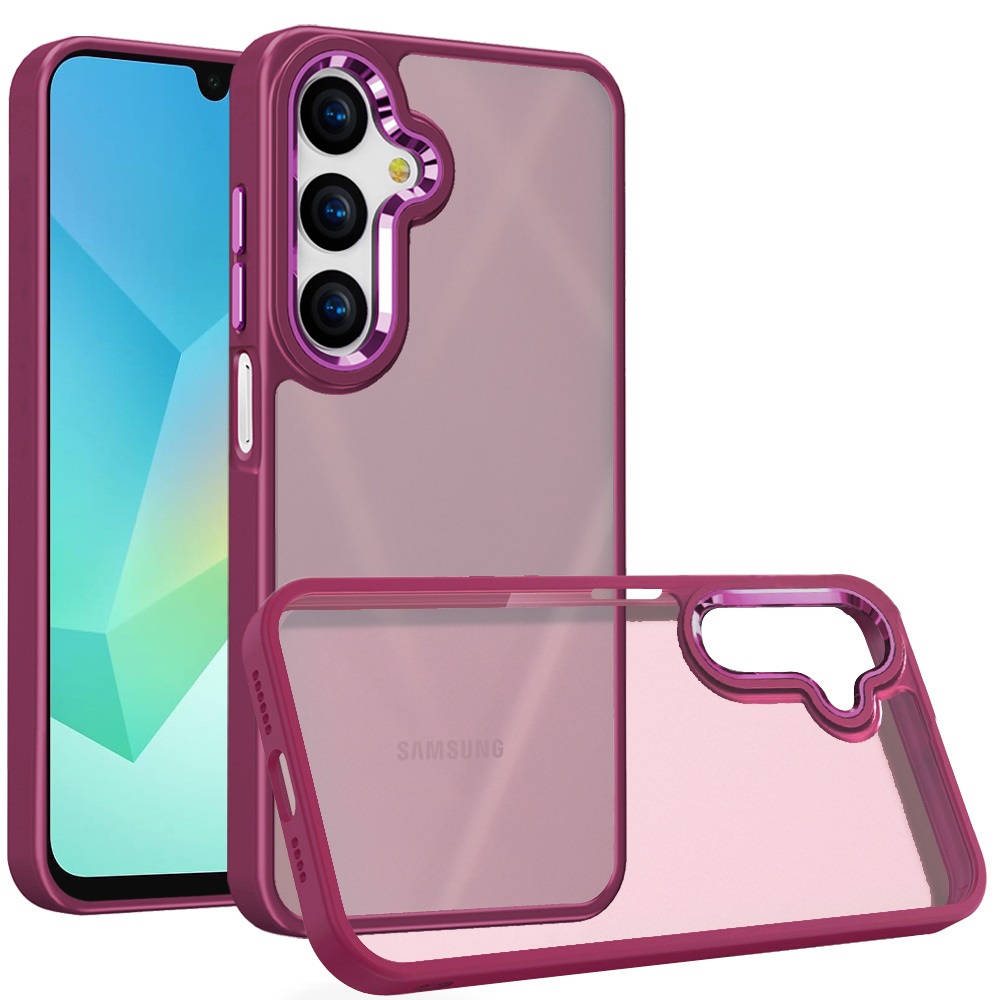 for samsung a16 5g polished oil thick acrylic metal button hybrid case cover burgundy