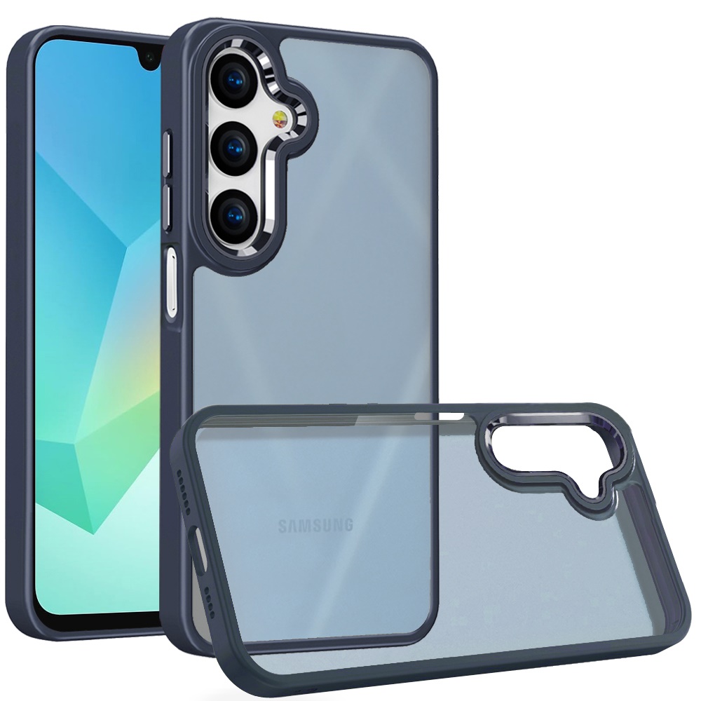 for samsung a16 5g polished oil thick acrylic metal button hybrid case cover dark blue