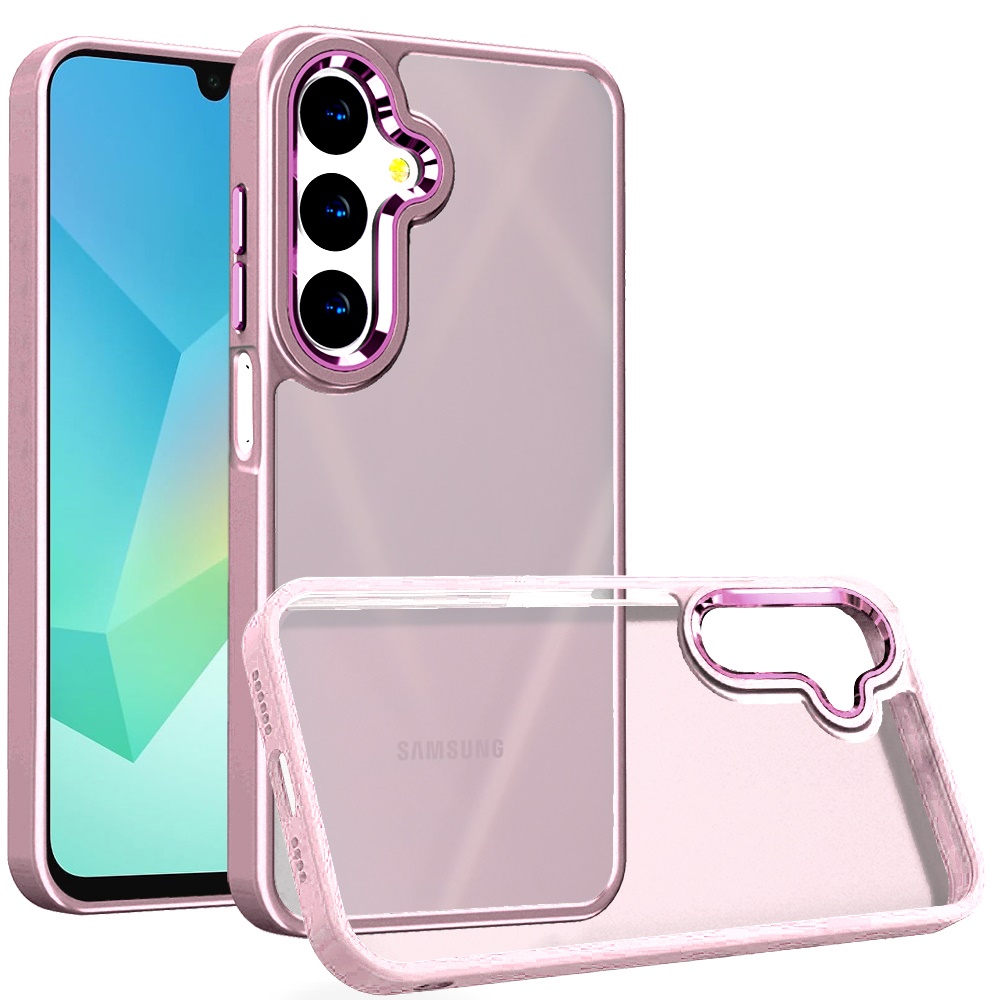 for samsung a16 5g polished oil thick acrylic metal button hybrid case cover light pink
