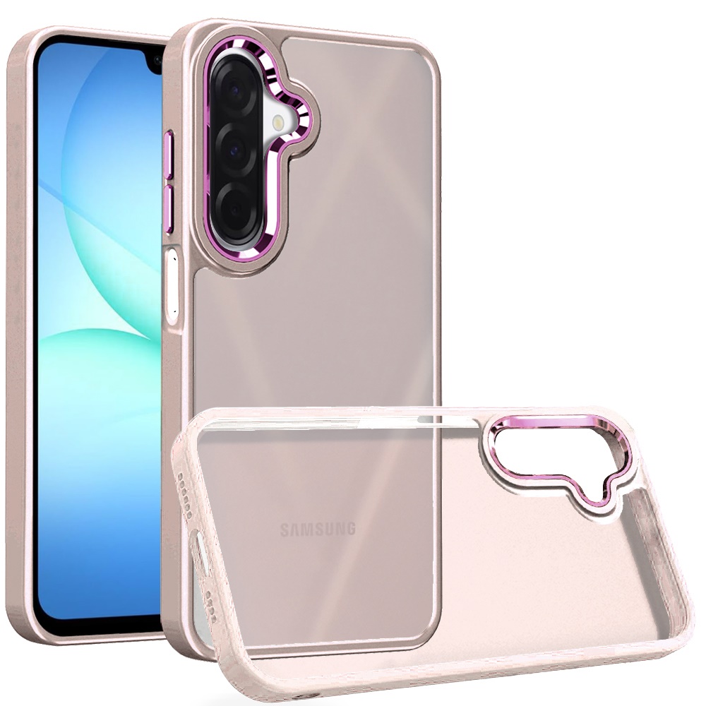 for samsung a17 5g polished oil thick acrylic metal button hybrid case cover beige