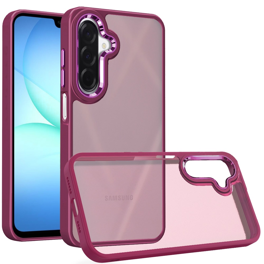 for samsung a17 5g polished oil thick acrylic metal button hybrid case cover burgundy