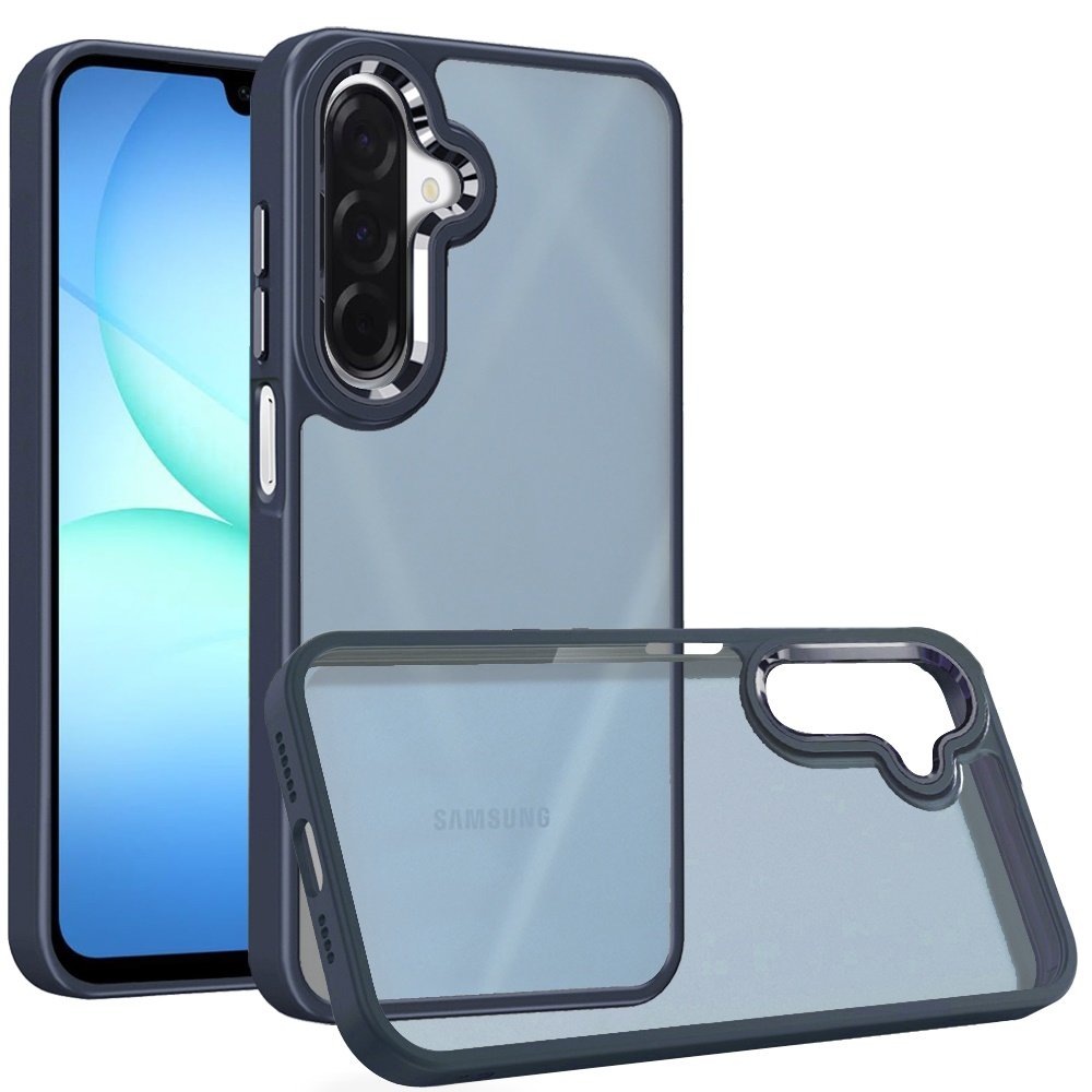 for samsung a17 5g polished oil thick acrylic metal button hybrid case cover dark blue