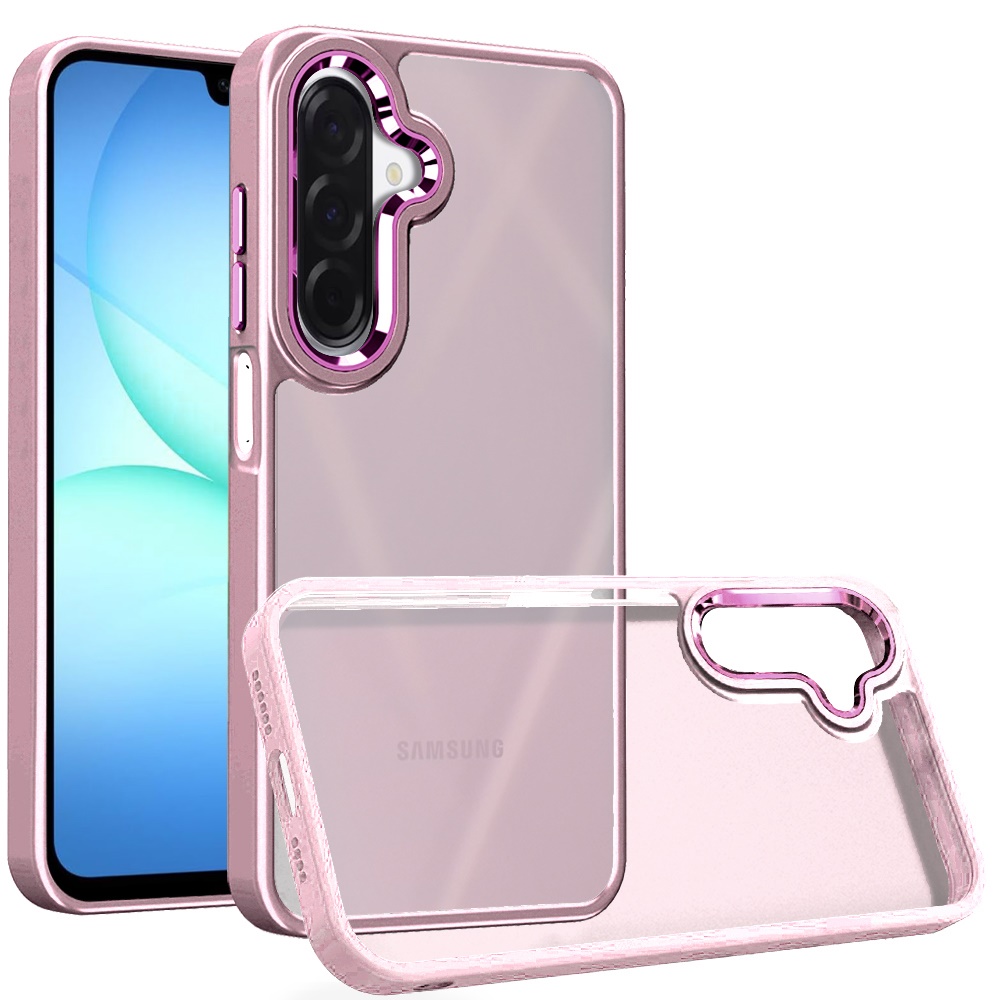 for samsung a17 5g polished oil thick acrylic metal button hybrid case cover light pink
