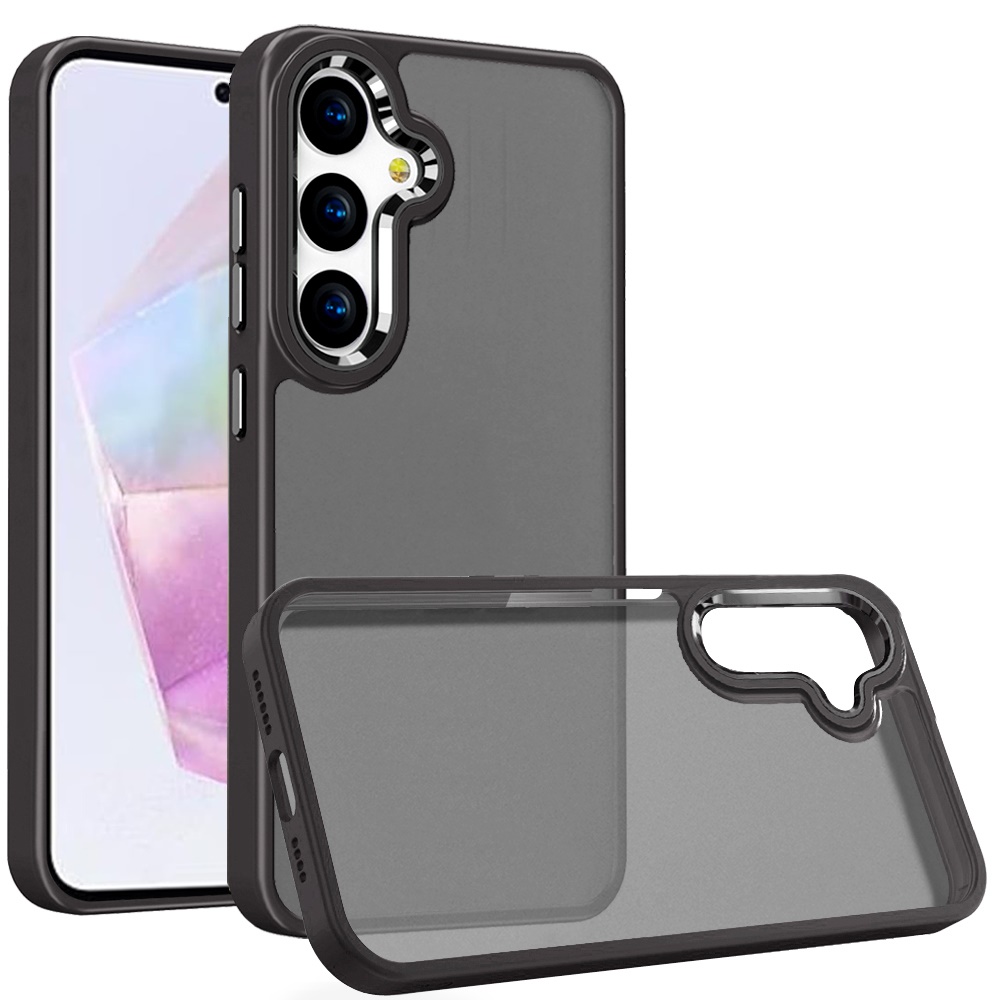 for samsung galaxy a36 / a56 polished oil thick acrylic metal button hybrid case cover black