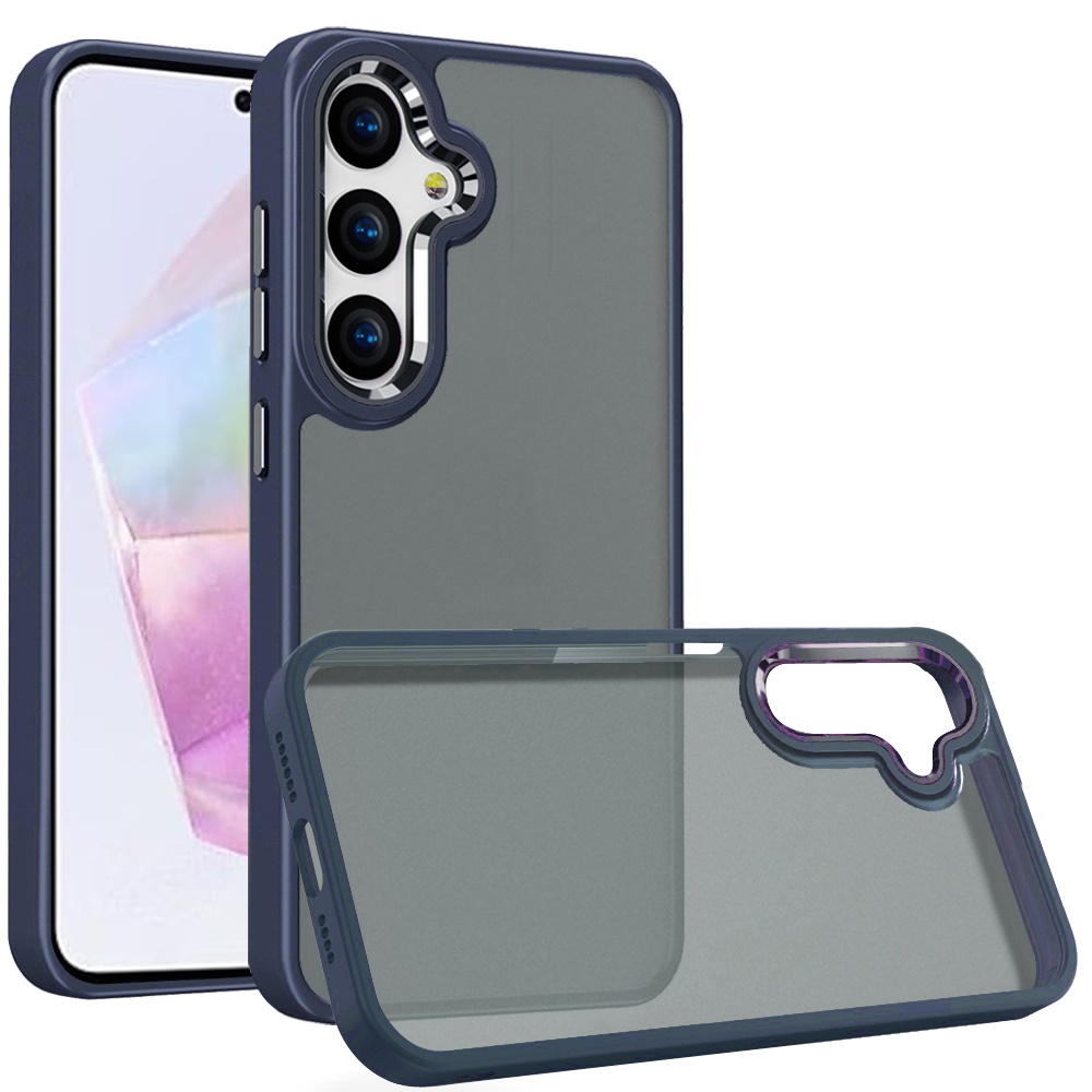 for samsung galaxy a36 / a56 polished oil thick acrylic metal button hybrid case cover dark blue
