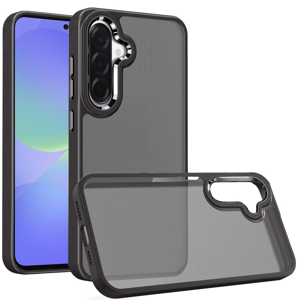 for samsung galaxy a37 polished oil thick acrylic metal button hybrid case cover black