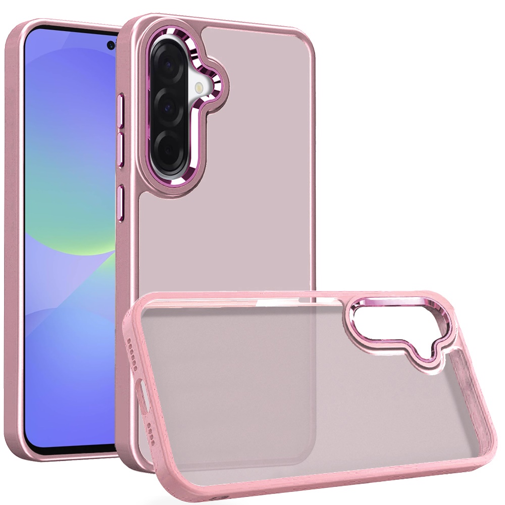 for samsung galaxy a37 polished oil thick acrylic metal button hybrid case cover light pink