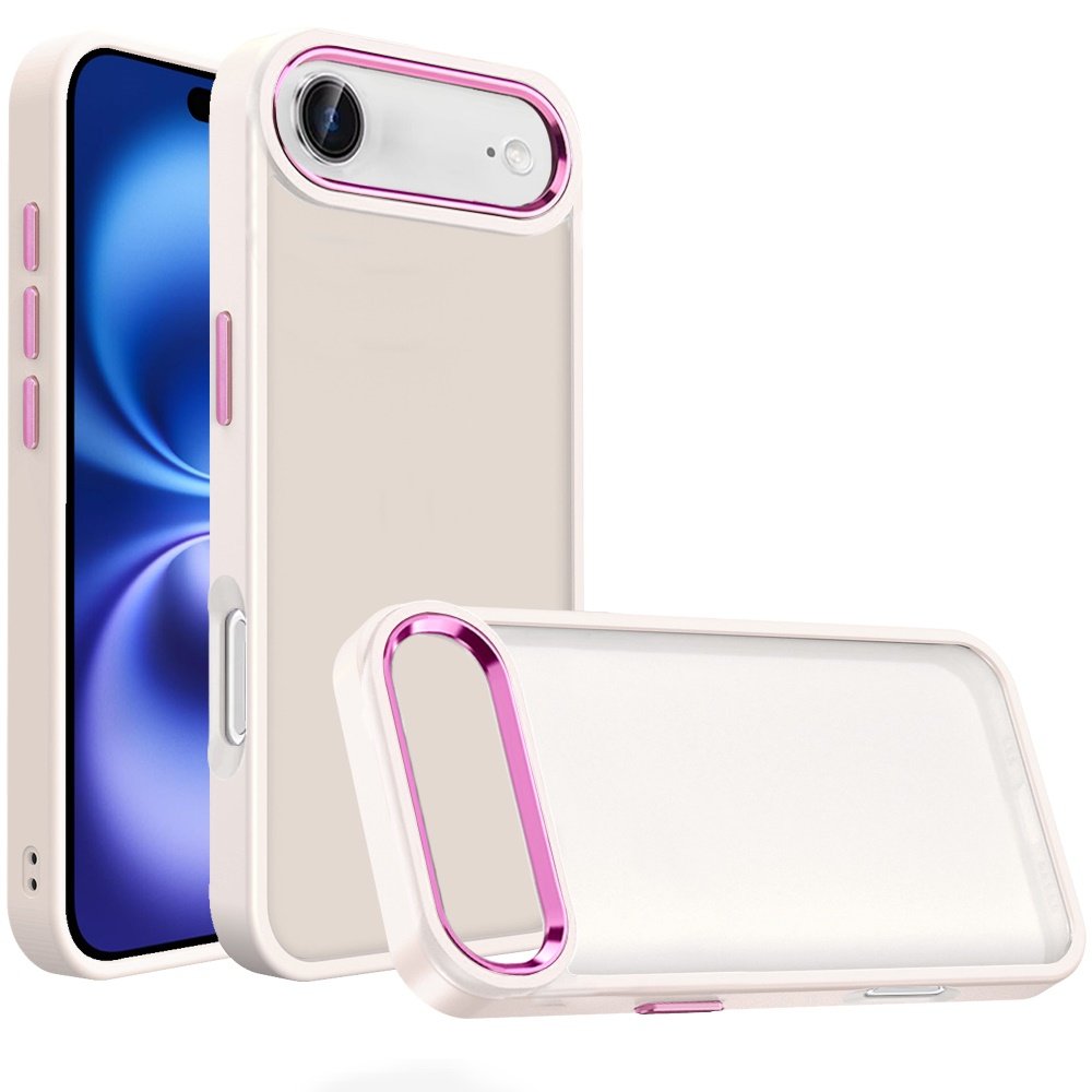 for iphone 17 air polished oil thick acrylic metal button hybrid case cover beige