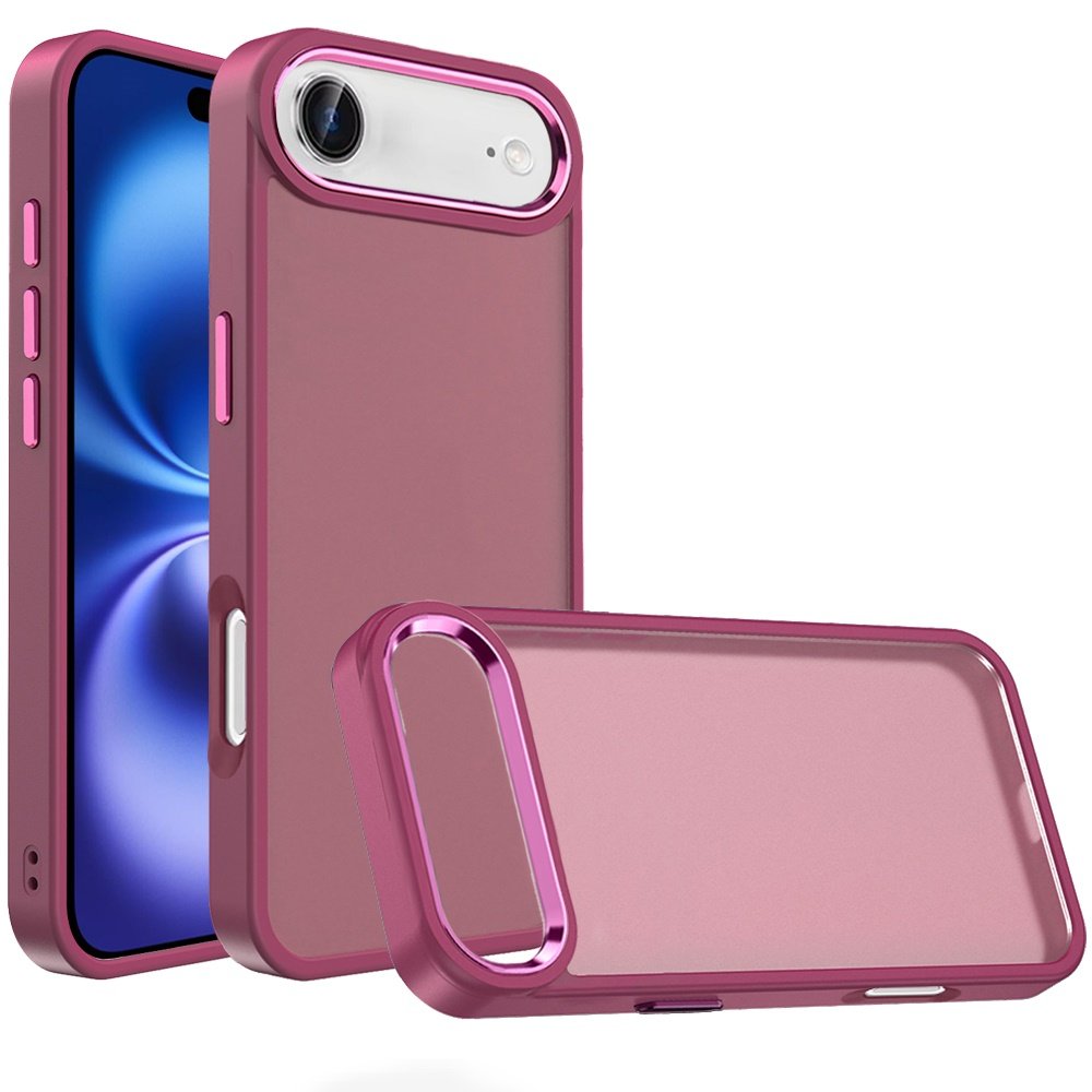 for iphone 17 air polished oil thick acrylic metal button hybrid case cover burgundy