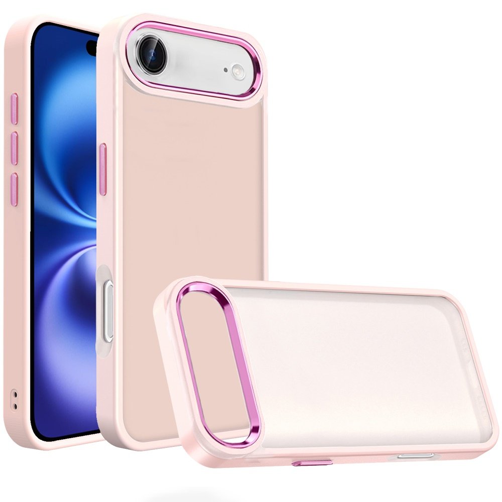 for iphone 17 air polished oil thick acrylic metal button hybrid case cover light pink