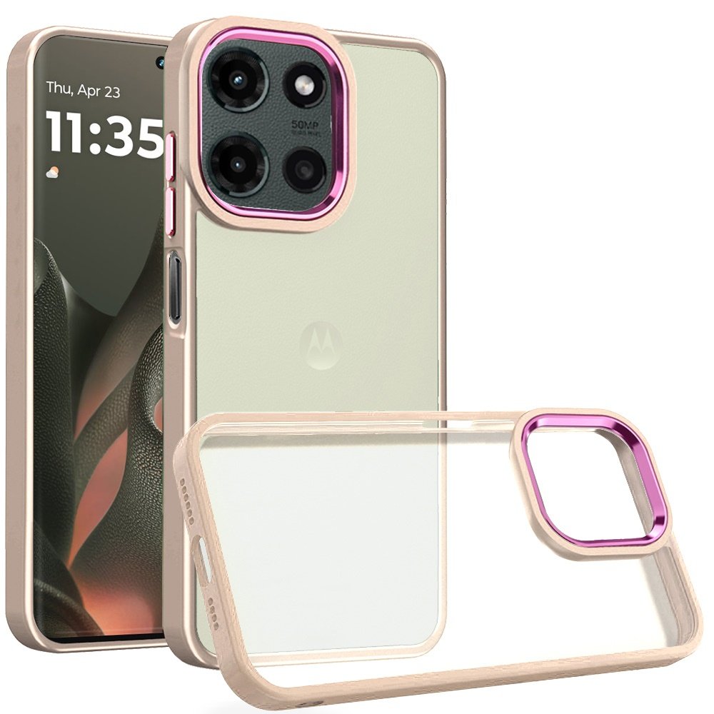 for motorola edge 2025 polished oil thick acrylic metal button hybrid case cover beige