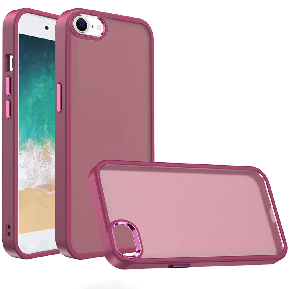 for iphone 17e / 16e / se4 polished oil thick acrylic metal button hybrid case cover burgundy