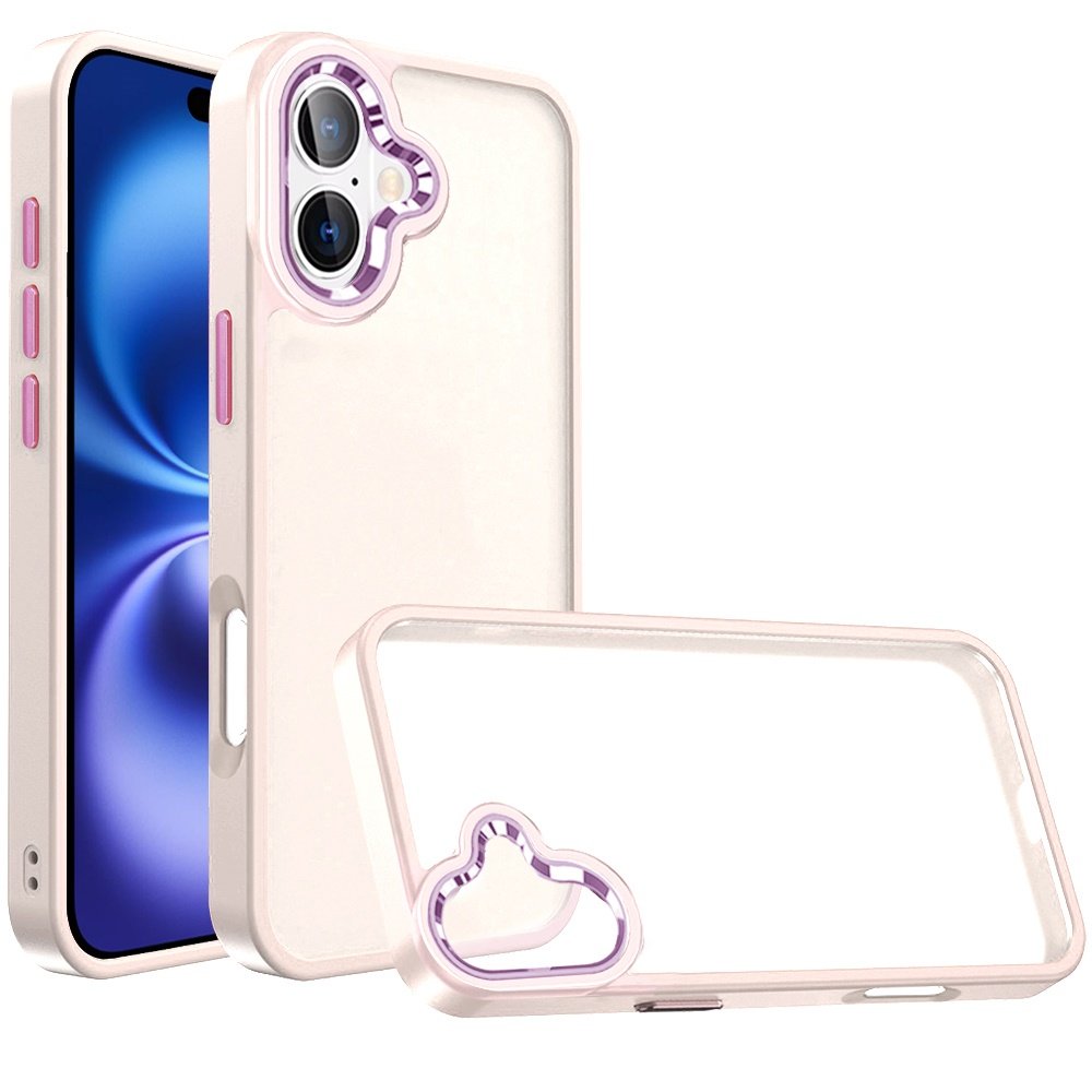 for iphone 17 polished oil thick acrylic metal button hybrid case cover beige