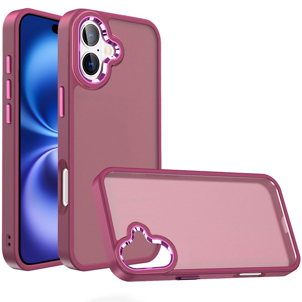 for iphone 17 polished oil thick acrylic metal button hybrid case cover burgundy