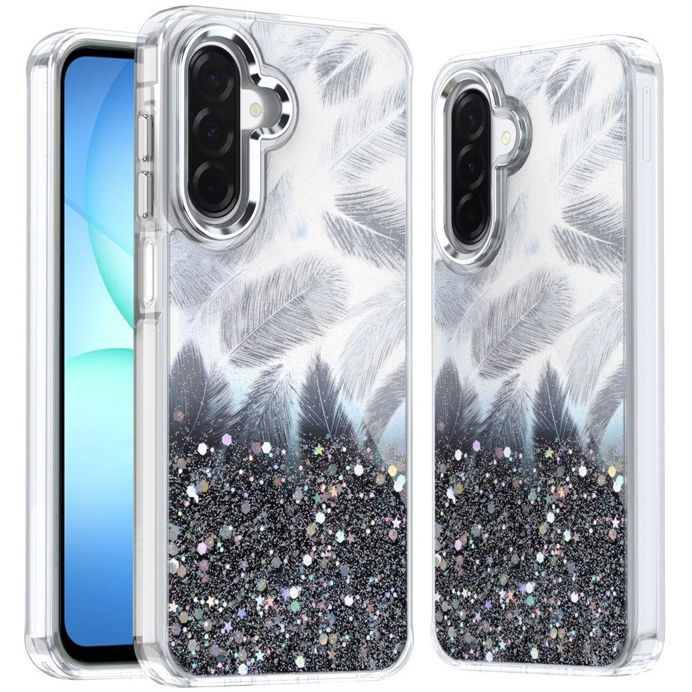 for samsung a17 5g epoxy glitter shimmer [magnetic circle] hybrid case black