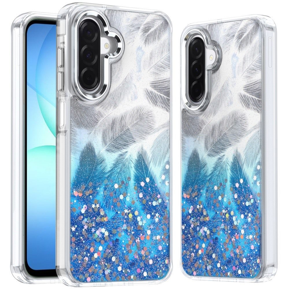 for samsung a17 5g epoxy glitter shimmer [magnetic circle] hybrid case dark blue