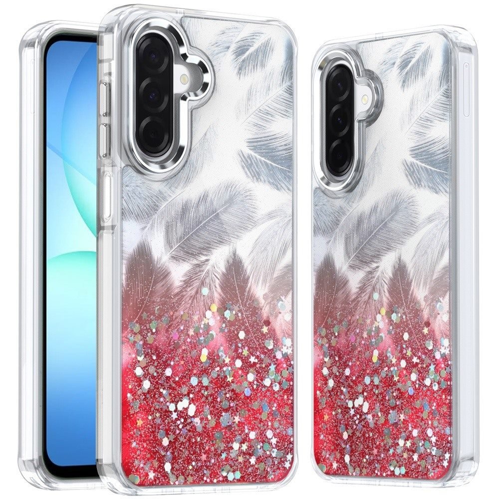 for samsung a17 5g epoxy glitter shimmer [magnetic circle] hybrid case red