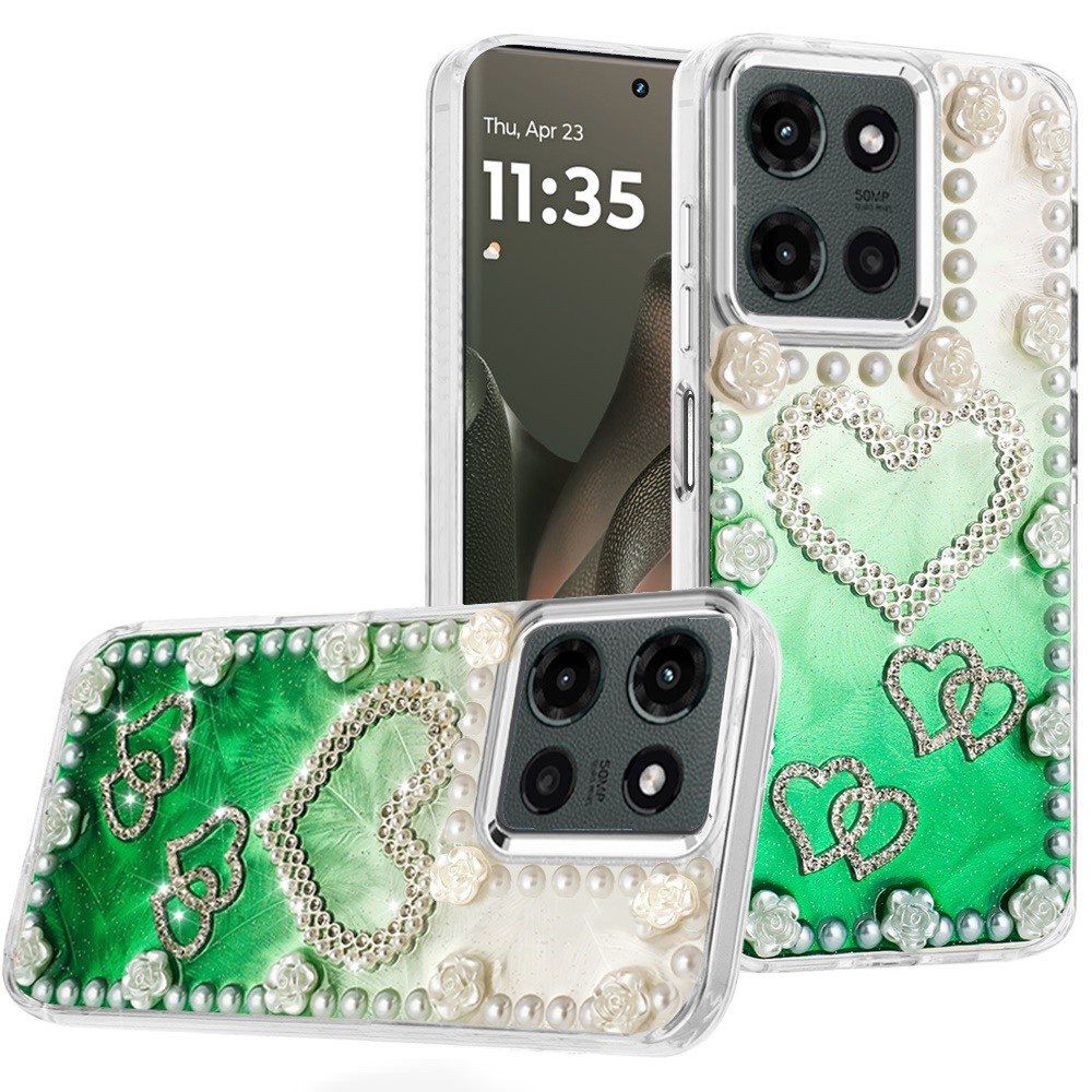 for motorola edge 2025 pearls epoxy glitter ornaments design chrome edged case 5
