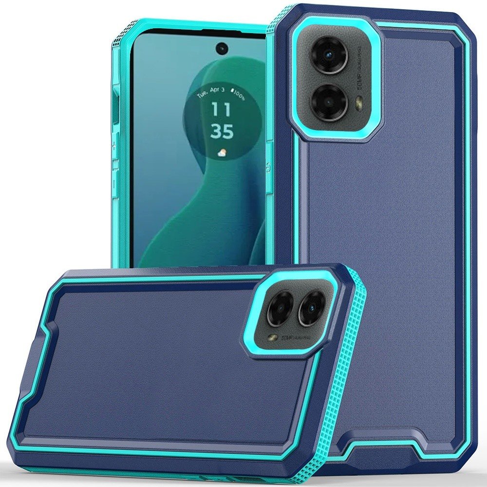for motorola moto g 5g 2024 rank tough strong modern fused hybrid case cover blue
