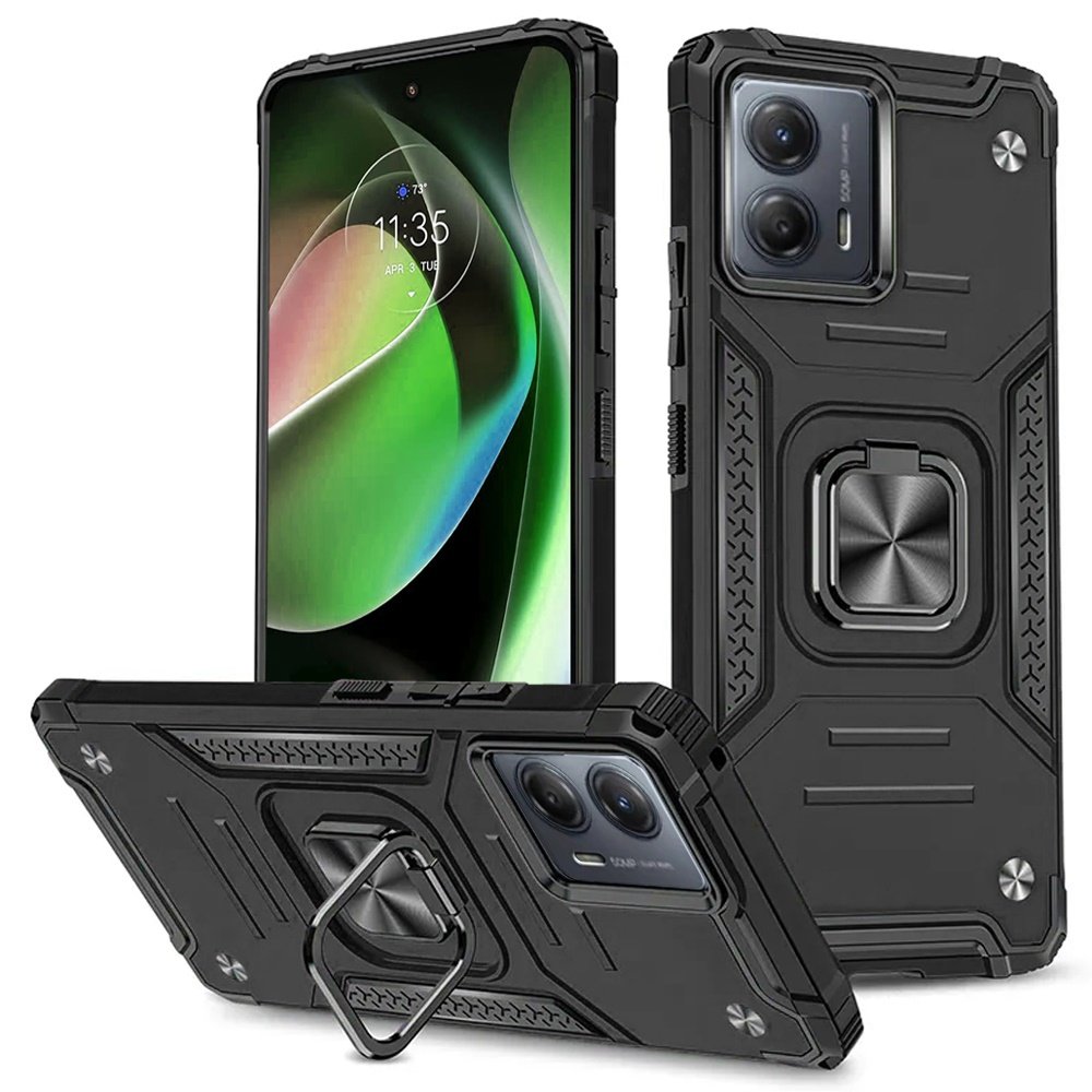 for motorola mot g 5g 2023 robust magnetic kickstand hybrid case cover black
