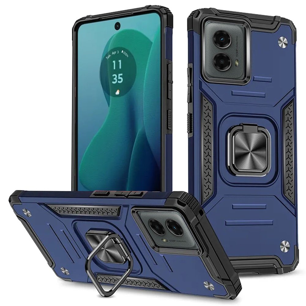 for motorola moto g 5g 2024 robust magnetic kickstand hybrid case cover blue