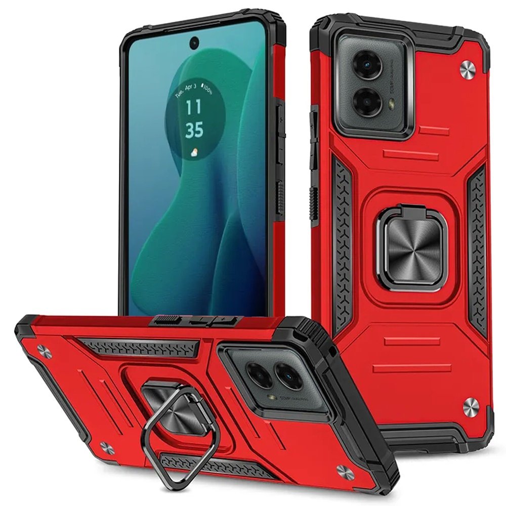 for motorola moto g 5g 2024 robust magnetic kickstand hybrid case cover red