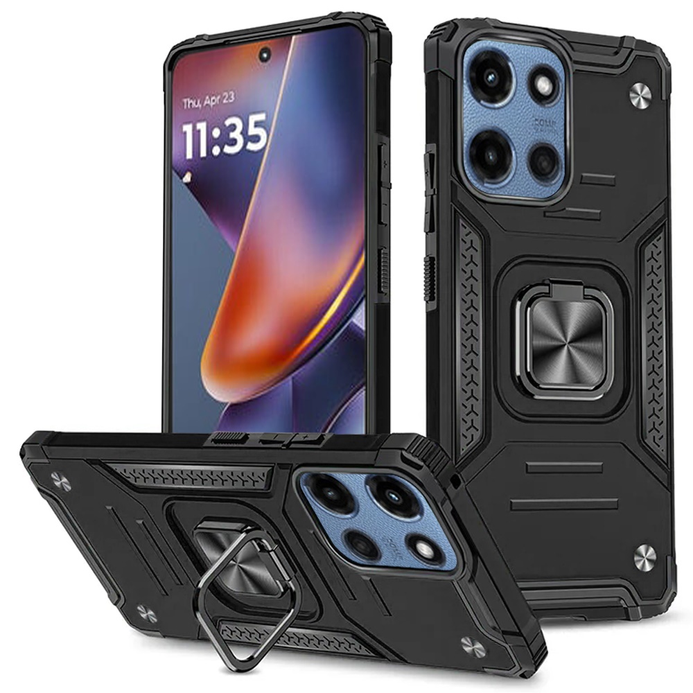 for moto g 5g 2025/2026 g play 2026 robust magnetic kickstand hybrid case cover black