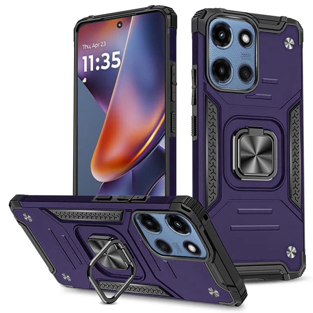 for moto g 5g 2025/2026 g play 2026 robust magnetic kickstand hybrid case cover dark purple