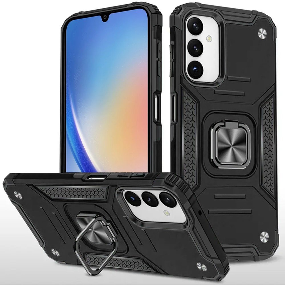 for samsung a15 5g robust magnetic kickstand hybrid case cover black