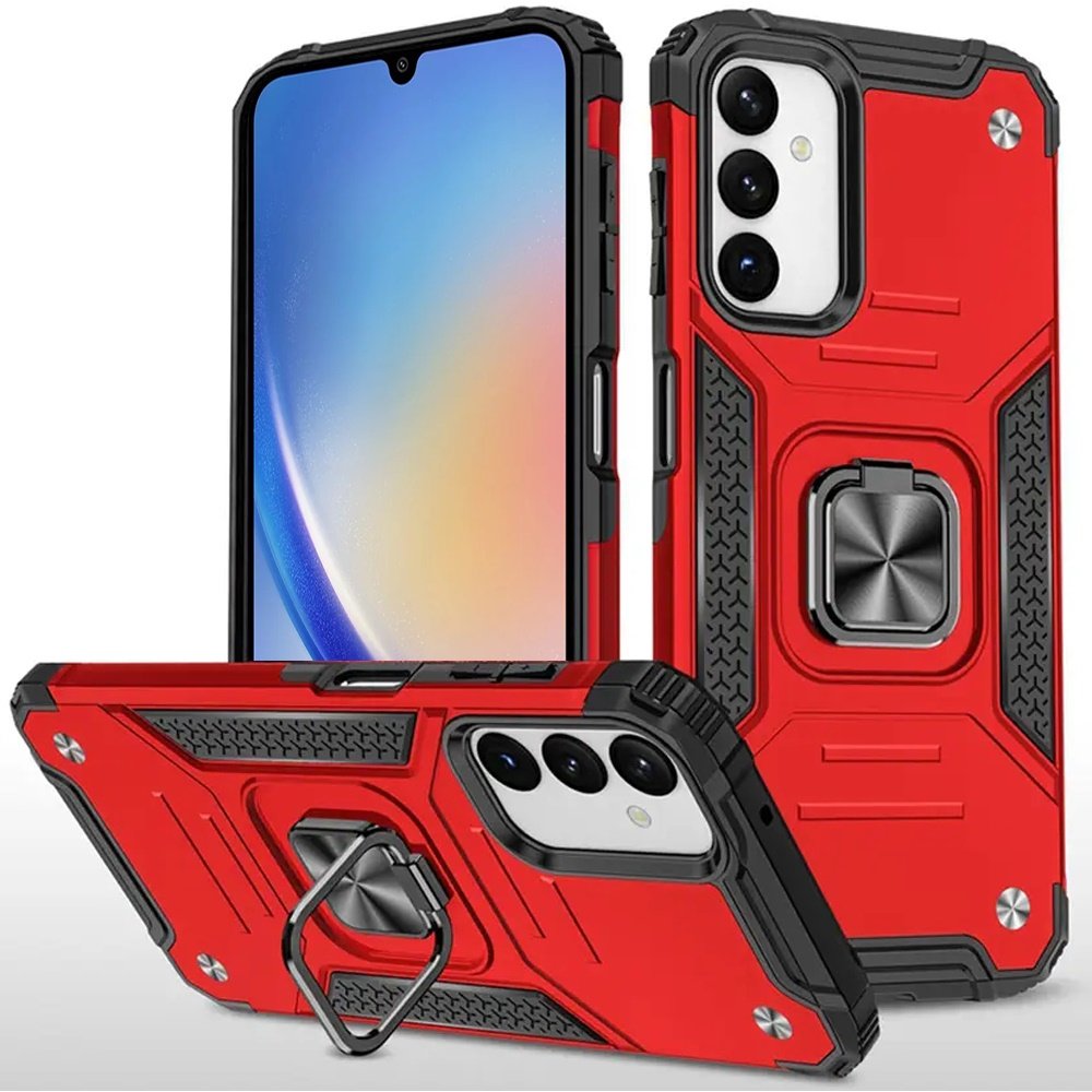 for samsung a15 5g robust magnetic kickstand hybrid case cover red