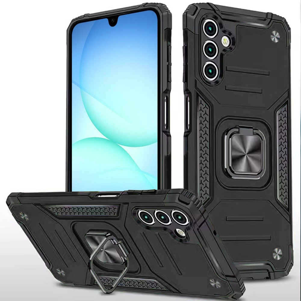 for samsung a17 5g robust magnetic kickstand hybrid case cover black