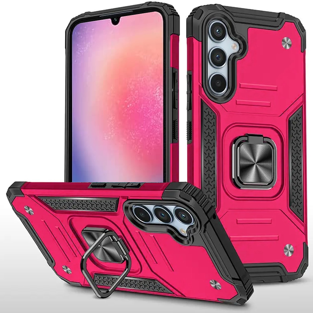 for samsung galaxy a26 robust magnetic kickstand hybrid case cover hot pink