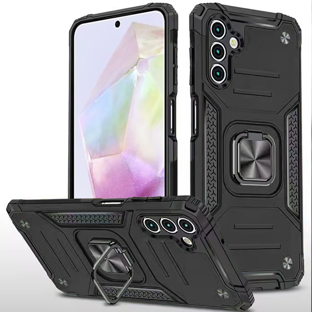 for samsung galaxy a36 / a56 robust magnetic kickstand hybrid case cover black