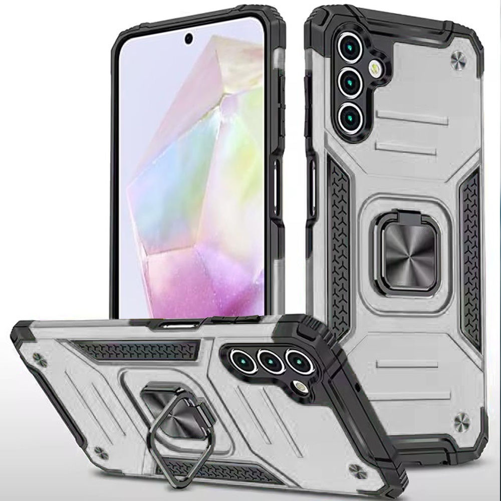 for samsung galaxy a36 / a56 robust magnetic kickstand hybrid case cover silver