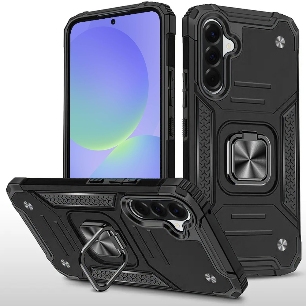 for samsung galaxy a37 robust magnetic kickstand hybrid case cover black