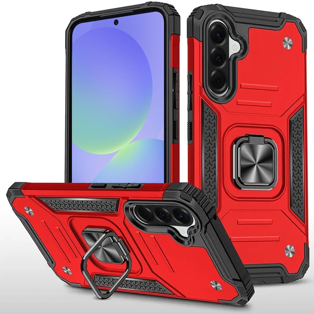for samsung galaxy a37 robust magnetic kickstand hybrid case cover red
